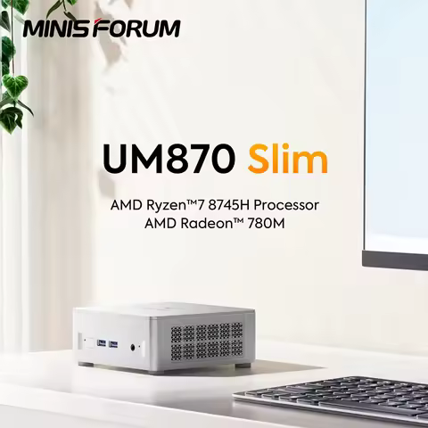 MINISFORUM UM870 Mini PC Ryzen 7 8745H Slim Series Windows 11 Pro DDR5 USB4.0 Wifi6E Tri-Display HDM