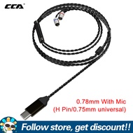 ชุดหูฟัง JT2 CCA Type-C สายเคเบิลสำรองชุดหูฟัง QDC/0.78Mm ตัวเชื่อมต่อ100แกนสายสัญญาณเสียงแบบถักตามห