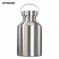 [AFXGUSD] 2000ml Stainless Steel Kettle Foldable Handle Sport Water Bottle Drink Bottle for Hiking C