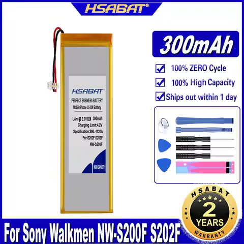 HSABAT NW-S200F 300mAh Battery for Sony Walkmen NW-S200F S202F S203F S204F S205F MP3 Batteries