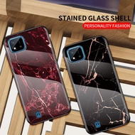 Realme C11 2021 C20 C21 C25 Case Marble Pattern Tempered Glass Hard Phone Case RealmeC20 RealmeC11 2