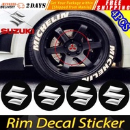 【Suzuki】Universal 4pcs/set Car Tire Tread 3D Letter Stickers Motorcycle Car Wheel Tire Styling DIY Decoration Stick And Decals Wheel Label Suzuki Swift Dzire Small 115 Raider 150 Ertiga Celerio Skydrive Alto Multicab Jimny Vitara Logo Wheel Hub Sticker