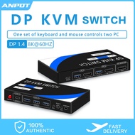 DP KVM Switch 2 Port DisplayPort1.4 8K DisplayPort Monitor 8K@60Hz 4K@144Hz with 4xUSB3.0 Port Shari