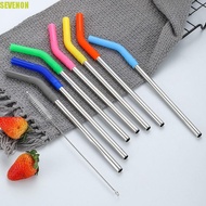 SEVENON 2Pcs Stainless Steel Straw, Reusable Detachable Metal Straw, Durable Smooth Surface With Silicone Tip 8mm Stanley Cup Straw Drink