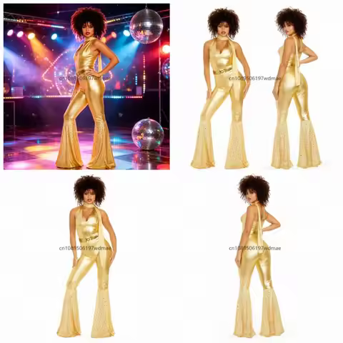 70s Retro Disco Costume Fashion Stage Cosplay Costume 80s Hippie Costume Womens Music Festival Party