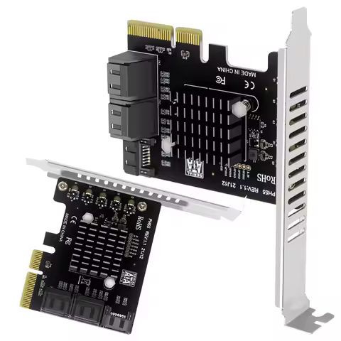 Jmb585 Chip PCIe To 5-Port SATA3.0 Expansion Card PCIeX4 ToSATA3.0 Expansion Adapter Card Cascaded T