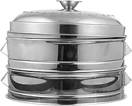 Luxshiny Steamer Pot 2 Tiers Stainless Steel Steaming Pot Food Steamers with Stackable Pan Insert Cookware Pot Saucepan with Lid for Vegetablem Dumpling Stock Sauce Food 26cm