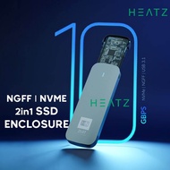 Heatz M.2 NVMe SSD Enclosure 10Gbps USB 3.2 Gen2 M2 SSD Enclosure Case Box Simple Design for NVMe SA