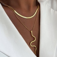 Necklace, stackable metal snake chain necklace collarbone chain necklace, trendy cold wind collarbon