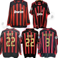 06 07 AC Milan Retro Jersey 2006 2007 Championship Home 22 Kaka Long Sleeve Football  Shirts 3 Marti