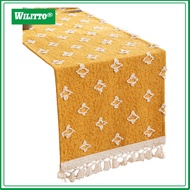 Farmhouse Table Decor Bohemian Table Runner Boho Burlap Yellow Table Runner Summer Kitchen Dining De