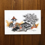 枯枝筆速寫 台南古蹟 安平古堡 插畫 手繪明信片