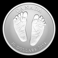 2024 加拿大給嬰兒的禮物 - 新生的足印.9999反向精鑄銀幣 1/2盎司 Fine Silver Coin – Welcome to the World 1/2 oz