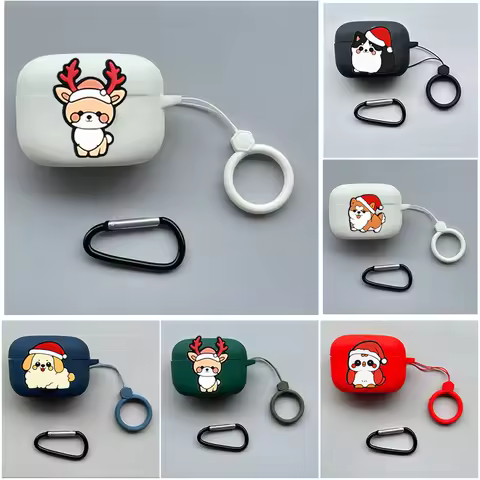 For Haylou GT1 2022 / GT5 / T19 / T33 Moripods case Cartoon dogs/ christmas Silicone Earphone cover