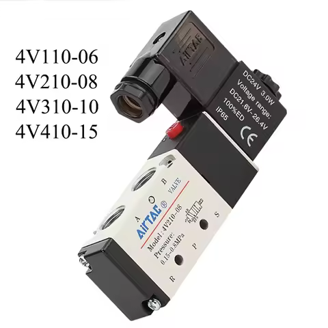 4V110-06 4V210-08 4V310-10 4V410-15 Pneumatic Electric Solenoid Valve Direction Control Solenoid Val