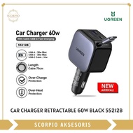 UGREEN CAR CHARGER 60W with RETRACTABLE CABLE 70CM BLACK 55212B