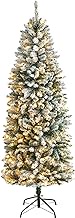 6ft. Slim Flocked Montreal Fir Artificial Christmas Tree with 250 Warm White LED Lights and 743 Bendable Branches