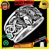 MEN'S TITANIUM SILVER RING NINE TAIL CAT FOX TAIL 9 ADJUSTABLE C361