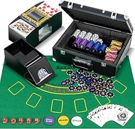 FANTASK Poker Set Complete Set Lockable, Aluminium Casino Poker 300 Chips, Poker Case with 2 Deck of