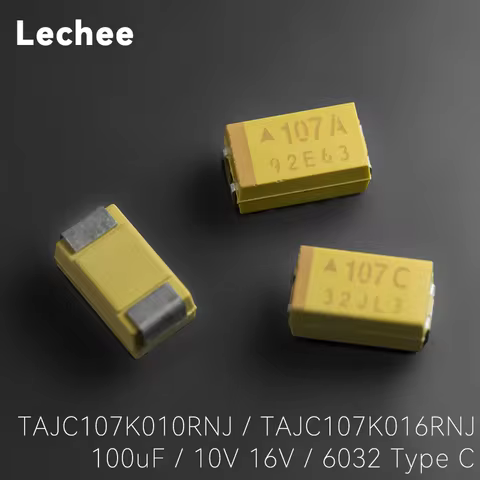 5pcs/lot 10V 16V 100uF 6032 Type C Chip Tantalum capacitor TAJC107K010RNJ TAJC107K016RNJ 107C 107A N