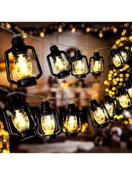 1入迷你復古煤油燈led裝飾燈串,適用於野營、帳篷、房間裝飾