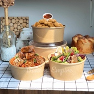 Kraft Paper Bowl With Lid Cup With (Size 750ml 1000ml 1100ml 1300ml) (Pack Of 25 Pieces)