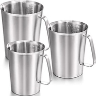 Flutesan 3-Piece Set Stainless Steel Measuring Cup with Handle for Latte Art, Pouring Water 2/4/8 Cu