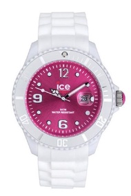 (全新）Ice watch Ice Watch男女通用冰白色粉紅色錶盤白色矽膠手錶