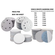 ABRASIVE MALL 5" 125MM 5 INCH WHITE DRY SAND SANDING DISC VELCRO TAPE P1200 P1500 P2000 SANDPAPER
