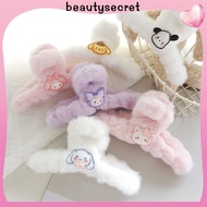 24h Shipping Sanrio Hello Kitty Hairpin Clasp Plush Kuromi Cinnamoroll Autumn Winter Anime Figure Po
