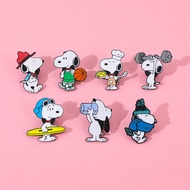 7Pcs/Set Cute Creative Snoopy Metal Badge White Beagle Dog Alloy Enamel Brooch Pin for Bags Clothes