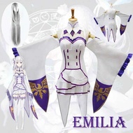 Emilia Cosplay Costume with Headdress - Perfect for Women at Halloween Parties
