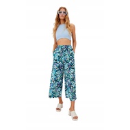 STRADIVARIUS BLUE FLORAL CULOTTES PANTS