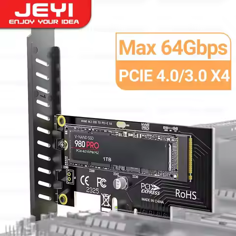 JEYI M.2 NVME to PCIe 4.0 3.0 SSD Adapter, 64Gbps PCIe 4.0 X4 X8 X16 Expansion Card for Desktop PC ,