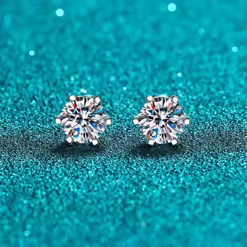 18k White Gold Stud Earrings for Women 0.3ct/0.5ct/1ct/2ct/4ct Screw Six-claw Diamond Moissanite Pla