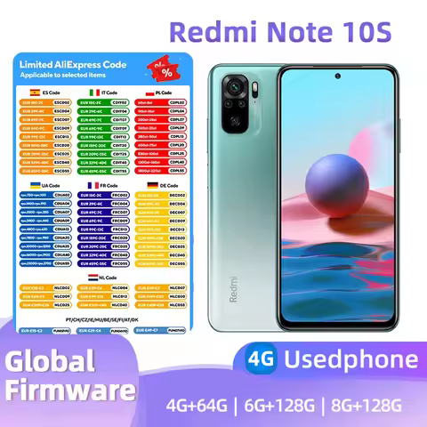 Redmi Note 10S 4g Android 6.43 inches RAM 6GB ROM 128GB MediaTek Helio G95 5000mAh Battery Used Phon