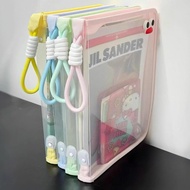 Macaron Transparent A4 File Bag Large Capacity Can Hold Textbook Zipper Type Student Portable Thicke
