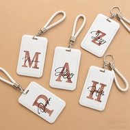 Customized Brown Initial Letter Id Clip Storage |work Id Clip With Wristband, Personalized And Durab