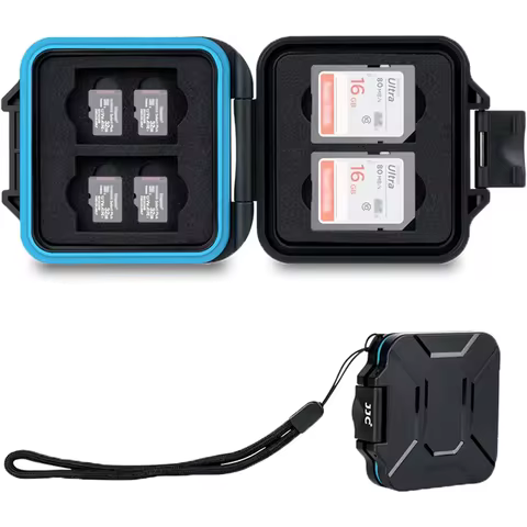JJC 12 Slots Portable SD Micro SD Memory Card Case Water-Resistant TF Card Holder Storage Organizer 
