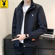 Áo Khoác Nam Playboy Mùa Xuân Thu Phong Cách Công Sở Thường Ngày Cổ Đứng Chống Gió Dài Tay Áo Khoác 