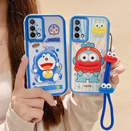Luxury Cute Cartoon Doraemon Frog Loopy with Hand Strap Oppo A74 A95 F19 F19S 4G Phone Case for Oppo