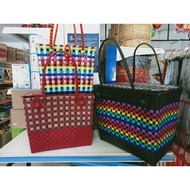 Beg Plastik Anyam Cantik Bertutup Plastic Hand Woven Bag Bakul Baby Bakul Pasar Bakul Berkelah