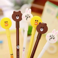 ~Myume.Store~ L1NE HEAD CHARACTER PEN 3 MOTIFS CUTE PEN BROWN C0NY S4LLY PN039 Malang