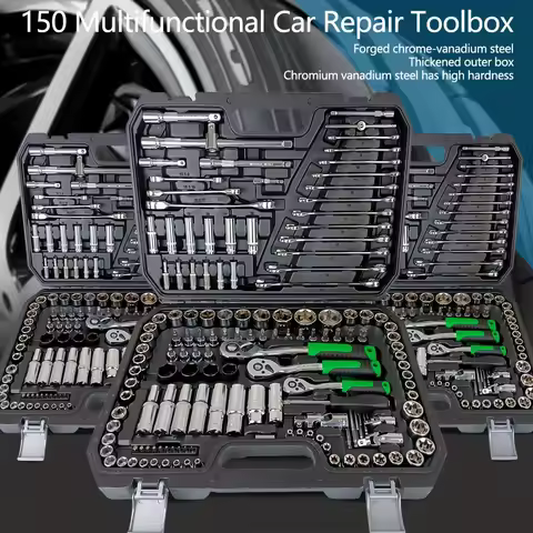 Motorcycle Toolbox Set Fast Ratchet Wrench 150/46pcs Socket Group Bit Industrial-grade Toolbox Auto 
