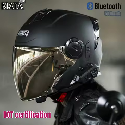 Bluetooth 3/4 Open Face Motorcycle Helmet Dual Lens Half Open Face Anti-Fog Helmet Casco Moto Motocr