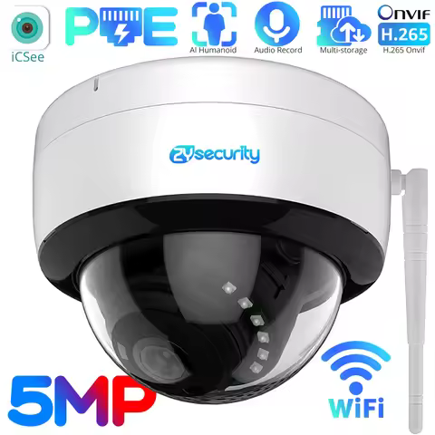 5MP WiFi PoE Dome IP Camera Indoor H.265 AI Human Detect Cloud Storage Audio Record 2.8mm Lens CCTV 