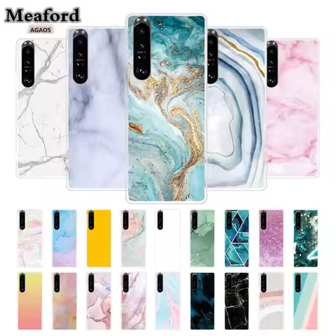 For Sony Xperia 1 V Case Soft Silicone Phone Cover for Sony Xperia 1 III IV VI 2024 Flowers Marble S