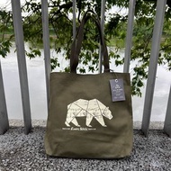 美國 ALPINE DESIGN 軍綠色帆布 北極熊圖案 側咩袋
