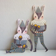 Minifanfan | Mr. Rabbit Articulated Paper Doll Set | Movable Mini Handmade Doll