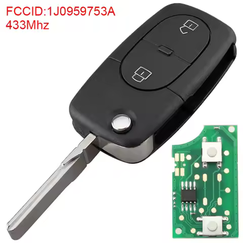 433Mhz 2 Buttons Car Remote Key Fob with ID48 Chip 1J0959753A Fit for VW Volkswagen/Passat/Golf MK4
